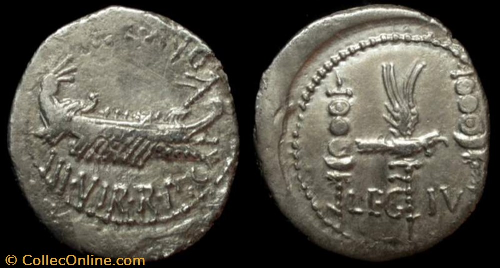 coin ancient b roman republicain imperial marcus antonius ar denarius leg iv
