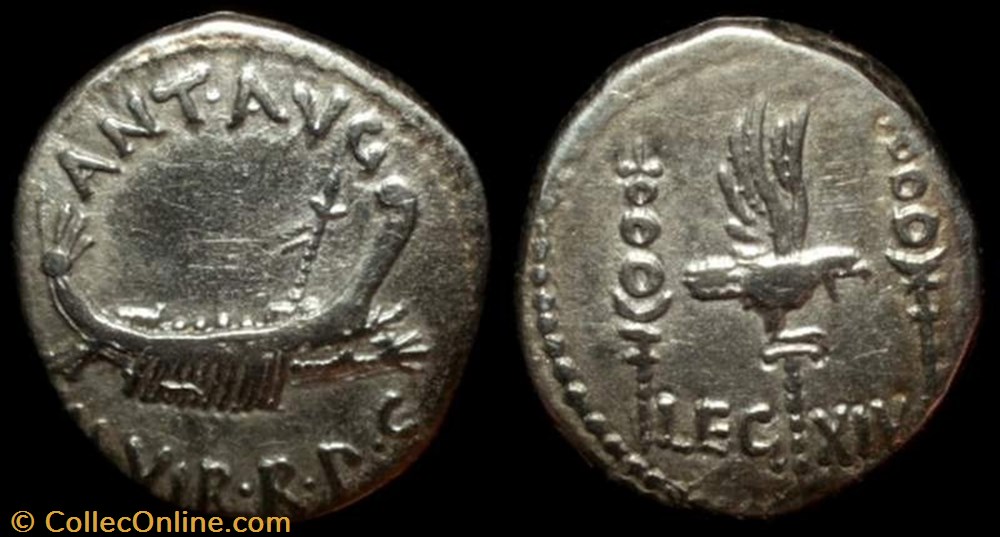 MARCUS ANTONIUS AR Denarius LEG XIV coin ancient b roman republicain imperial marcus antonius ar denarius leg xiv
