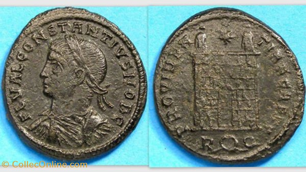 CONSTANTIUS II AE3 RIC VII 290, Campgate coin ancient b to roman republicain imperial constantius ii ae3 ric vii 290 campgate