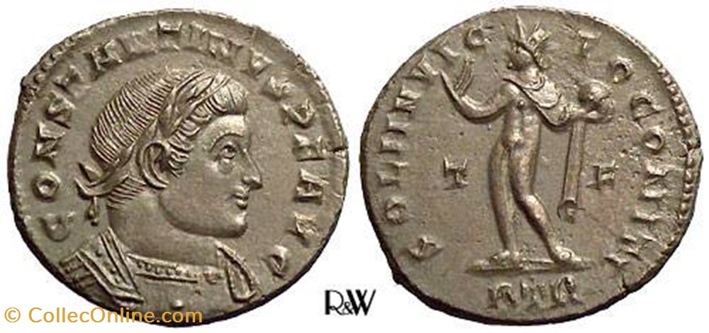 CONSTANTINE I, AE3, RIC VII 105, Sol coin ancient b to roman republicain imperial constantine i ae3 ric vii 105 sol