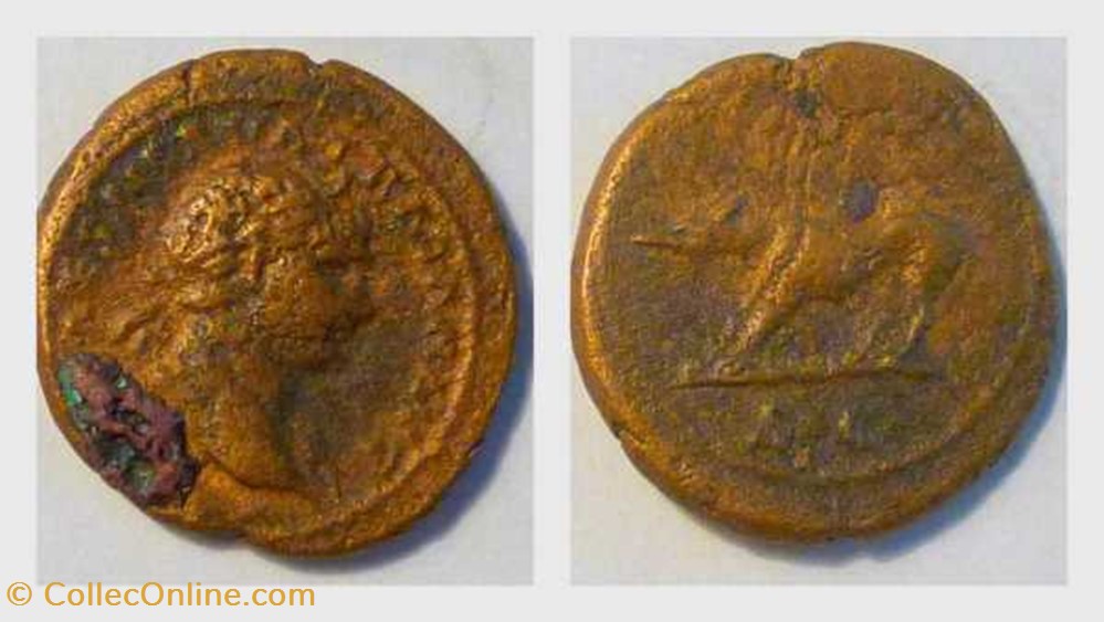 coin ancient b to roman republicain imperial trajan ae quandran ric 694 wolf