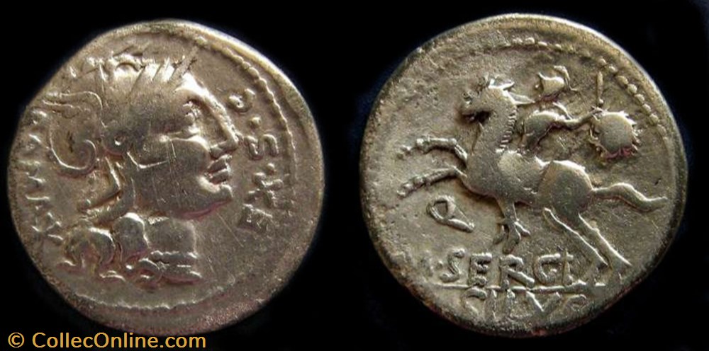 M SERGIUS SILUS ROMAN REPUBLIC AR Denarius coin ancient to republicain imperial m sergius silus roman republic ar denarius