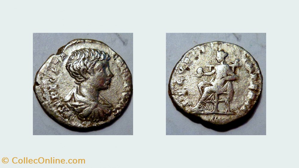 GETA Denarius RIC 20b, Securitas coin ancient to roman republicain imperial geta denarius ric 20b securitas