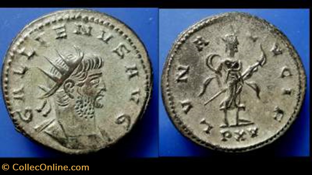 coin ancient roman republicain imperial gallienus billon antoninianus ric vi 609 luna