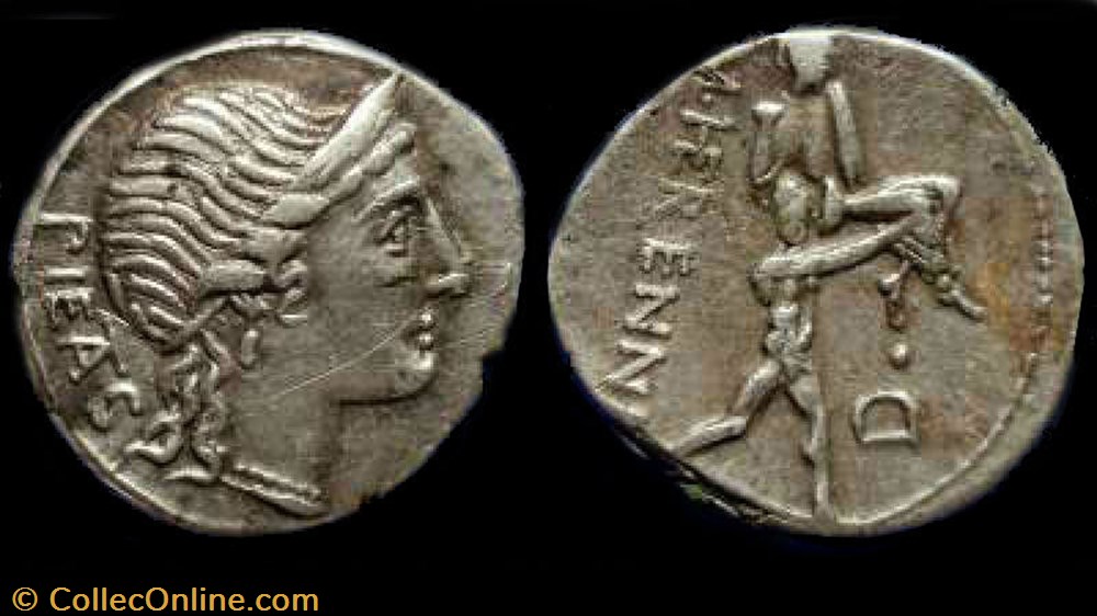 M. HERENNIUS ROMAN REPUBLIC; GENS HERENNIA AR Denarius coin ancient to republicain imperial m herennius roman republic gens herennia ar denarius