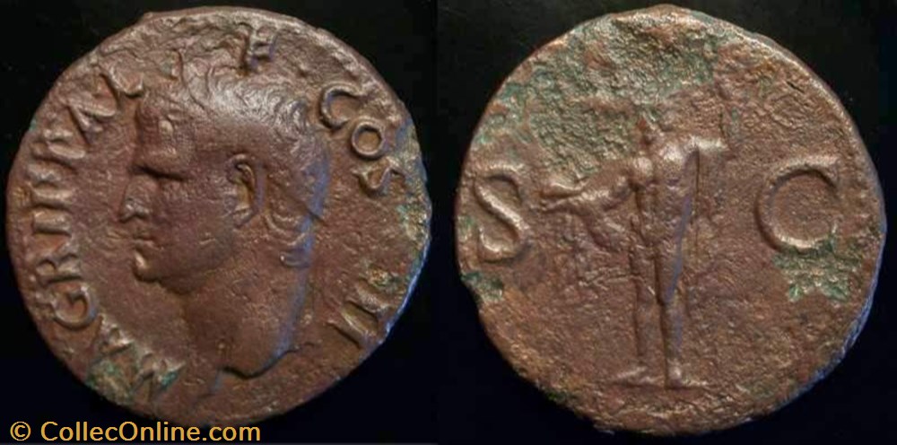 AGRIPPA AE As coin ancient b c to roman republicain imperial agrippa ae as