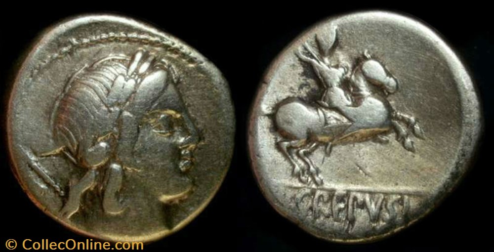 PUB CREPUSIUS ROMAN REPUBLIC; GENS CREPUSIA AR Denarius coin ancient to republicain imperial pub crepusius roman republic gens crepusia ar denarius
