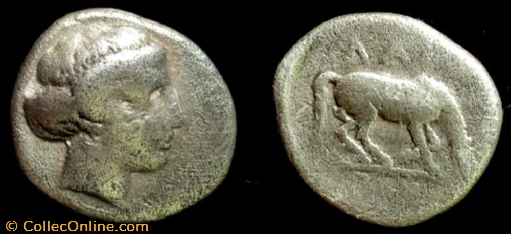 THESSALY, LARISSA AR Trihemiobol coin ancient c to greek thessaly larissa ar trihemiobol