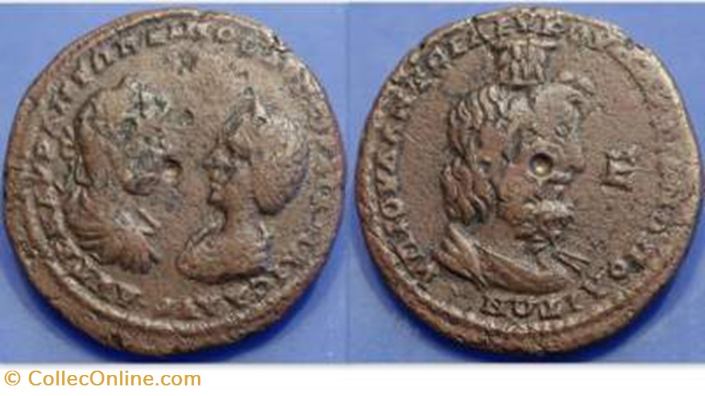 Elagabalus 5 Assaria Varbanov 1648 var, Serapis coin ancient c to roman republicain imperial elagabalus 5 assaria varbanov 1648 var serapis