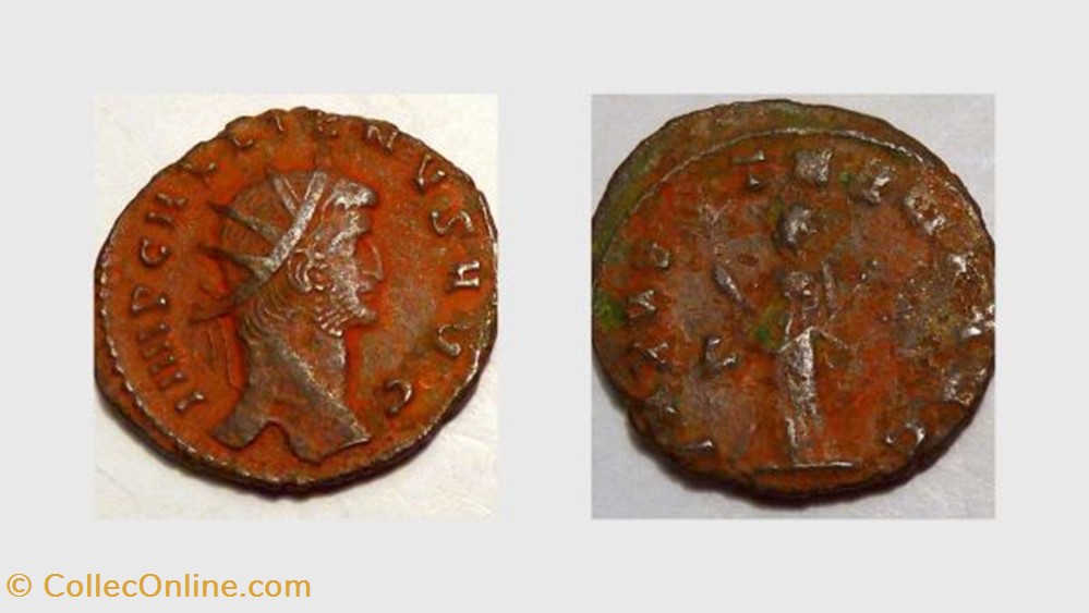 GALLIENUS Antoninianus, RIC 256v, Pax coin ancient b roman republicain imperial gallienus antoninianus ric 256v pax