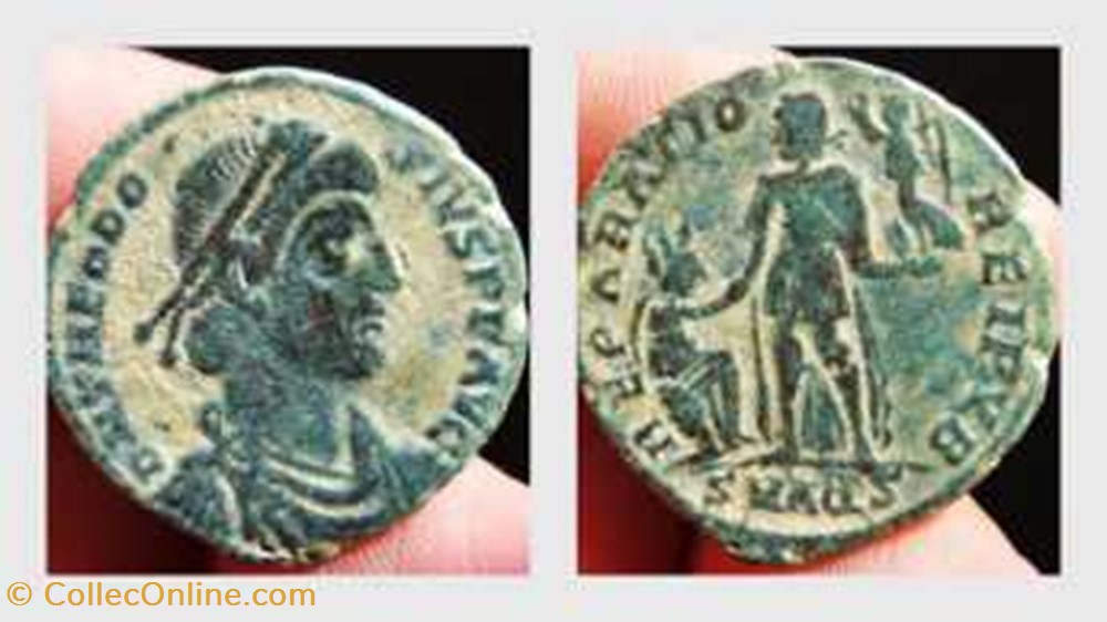THEODOSIUS I AE2, RIC 30d, REPARATIO REIPVB coin ancient to roman republicain imperial theodosius i ae2 ric 30d reparatio reipvb