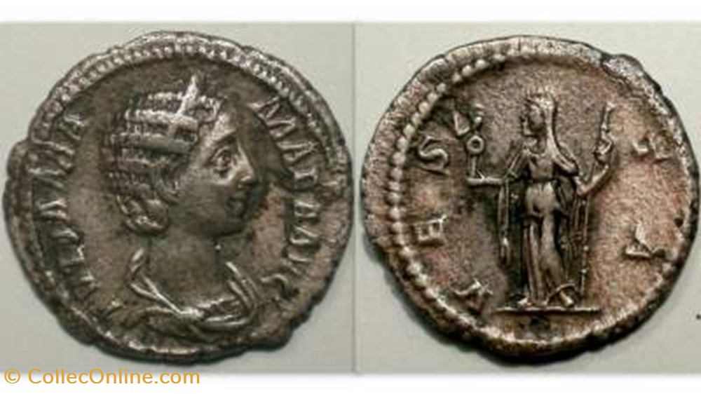 Julia Mamaea AR Denarius RIC 360, Vesta coin ancient b to roman republicain imperial julia mamaea ar denarius ric 360 vesta