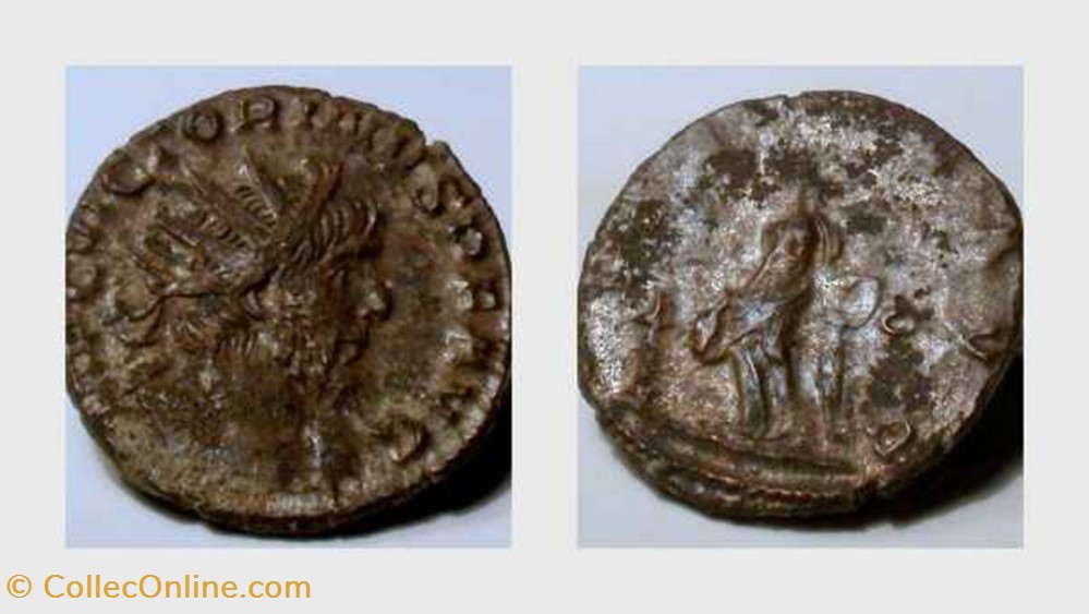 VICTORINUS Antoninianus RIC 57, Pietas coin ancient b roman republicain imperial victorinus antoninianus ric 57 pietas