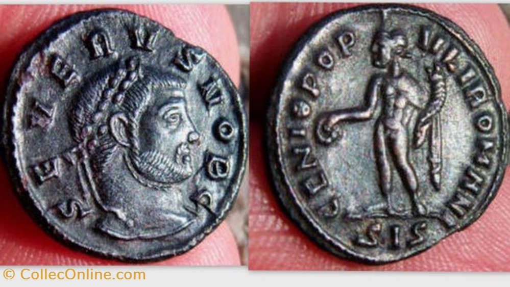 SEVERUS II Quarter Follis RIC VI Siscia 171a, Genius coin ancient b to roman republicain imperial severus ii quarter follis ric vi siscia 171a genius