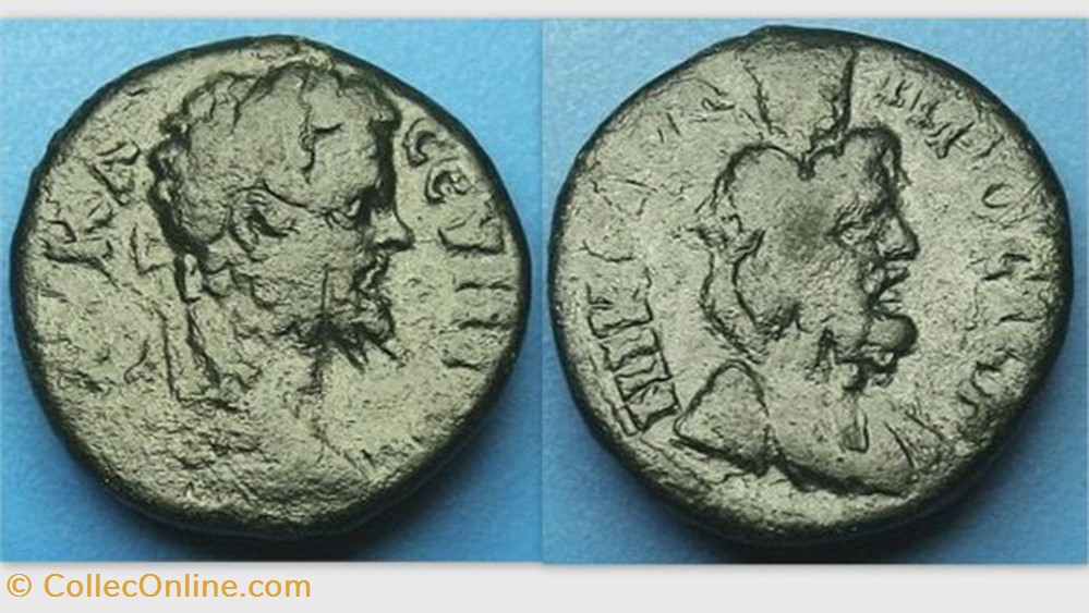 SEPTIMIUS SEVERUS AE17 Assarion, Moushmov 927, Serapis coin ancient b c to roman republicain imperial septimius severus ae17 assarion moushmov 927 serapis
