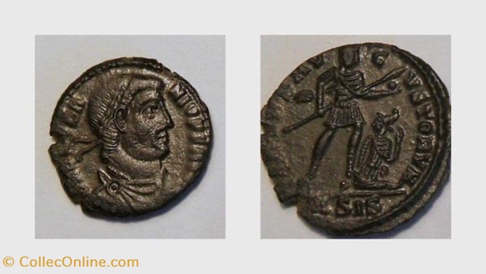 coin ancient b to roman republicain imperial vetranio ae3 maiorina centenionalis ric 296 virtus