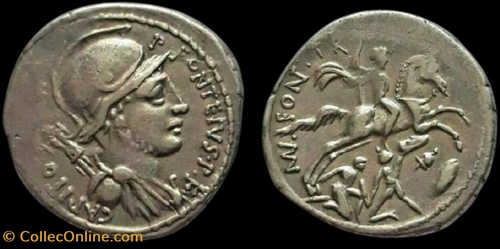 P FONTEIUS P F CAPITO ROMAN REPUBLIC; GENS FONTEIA AR Denarius coins antique republicain imperial p fonteius p f capito roman republic gens fonteia ar denarius