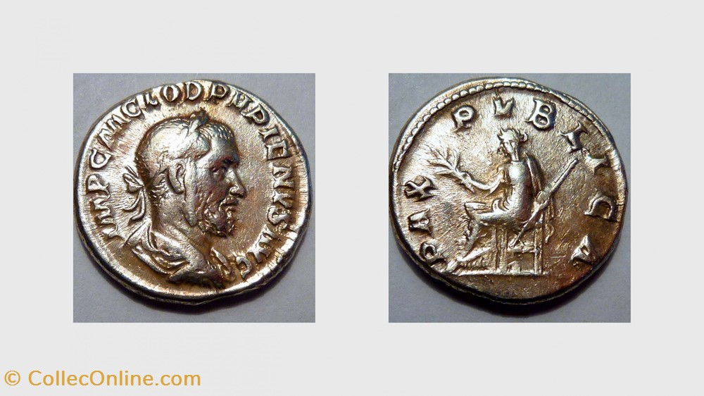 PUPIENUS Denarius, RIC 4, Pax coin ancient b to roman republicain imperial pupienus denarius ric 4 pax