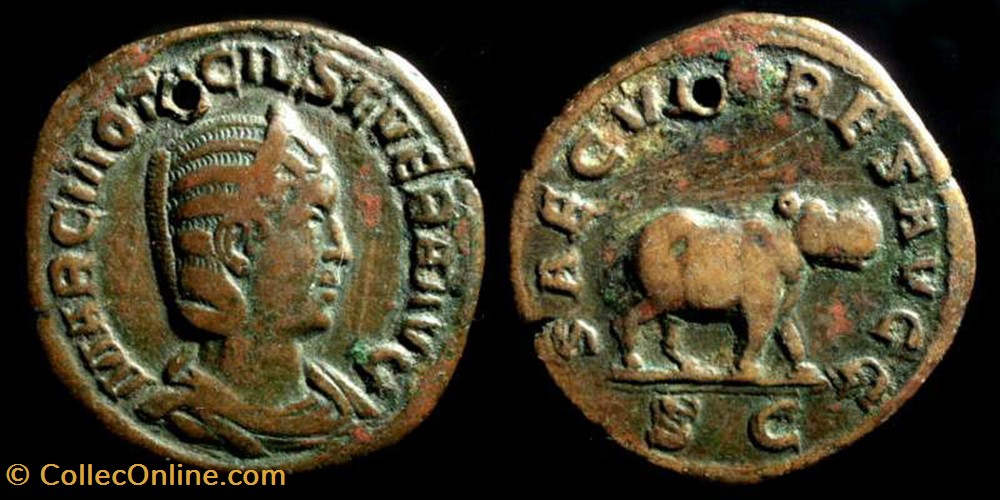 OTACILIA SEVERA Æ Sestertius coin ancient b to roman republicain imperial otacilia severa sestertius