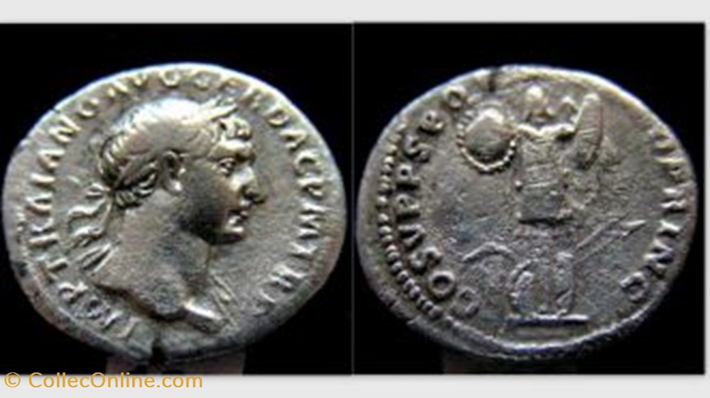 TRAJAN Denarius, RIC 147, Trophy of Arms coin ancient b to roman republicain imperial trajan denarius ric 147 trophy of arms