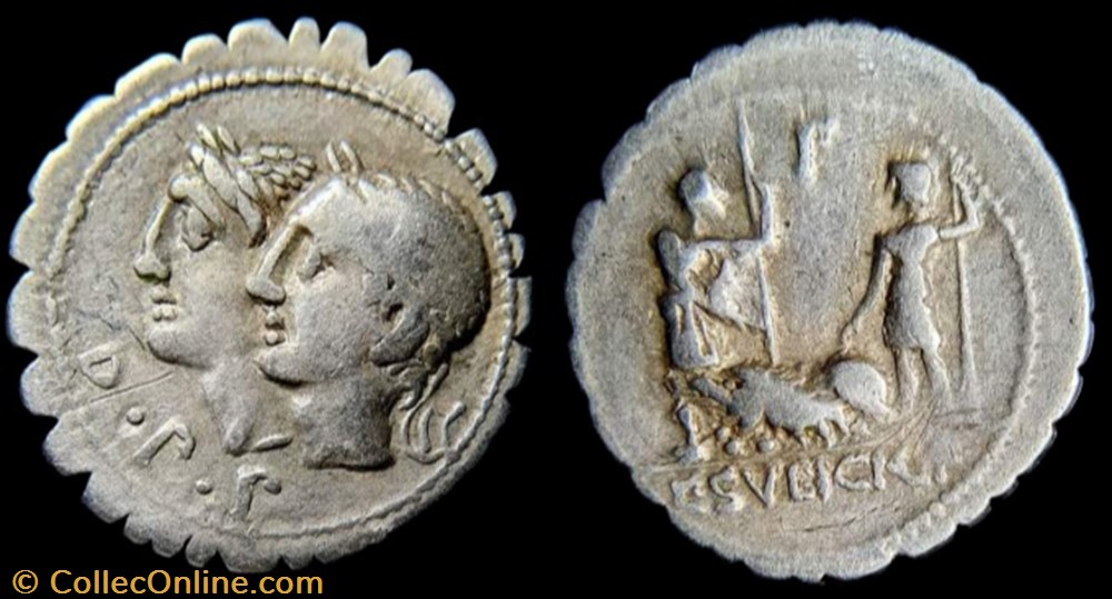 C. SULPICIUS C.f. GALBA AR Serrate Denarius coin ancient to roman republicain imperial c sulpicius c f galba ar serrate denarius