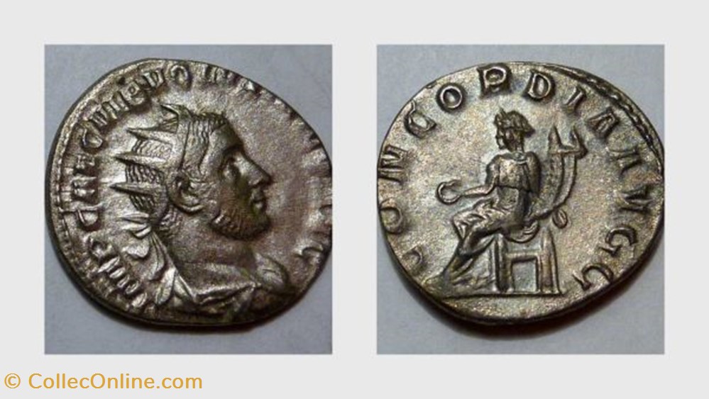 VOLUSIAN Antoninianus, RIC 168 (Trebonianus Gallus), Concordia coin ancient roman republicain imperial volusian antoninianus ric 168 trebonianus gallus concordia