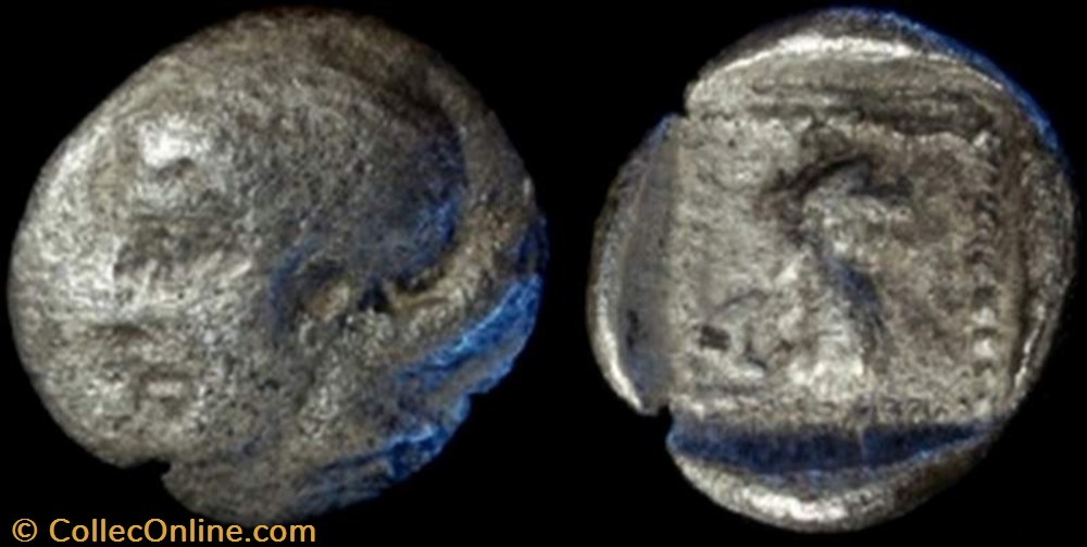 ASSOS, TROAS AR Hemiobol coin ancient c to greek assos troas ar hemiobol