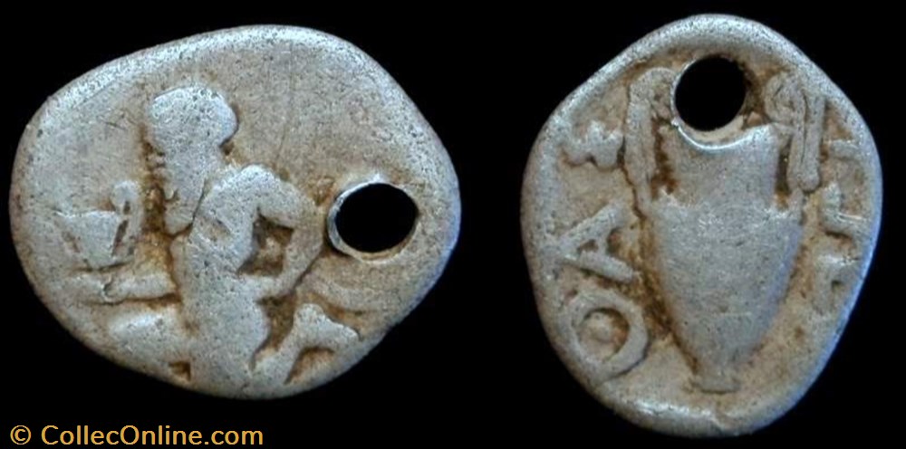 ISLAND OFF THRACE THASOS AR Trihemiobol coin ancient to greek island off thrace thasos ar trihemiobol