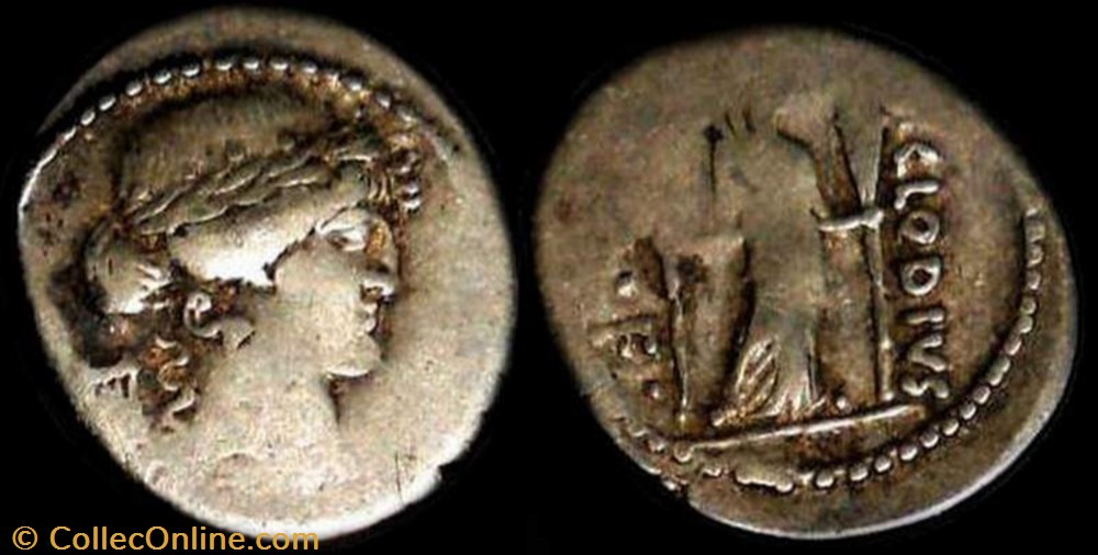 P CLODIUS MF TURRINUS ROMAN REPUBLIC; GENS CLAUDIUS AR Denarius coin ancient to republicain imperial p clodius mf turrinus roman republic gens claudius ar denarius