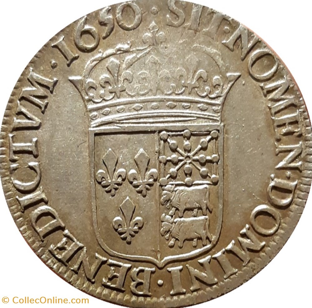 Demi ecu du bearn louis XIV pau 1650 monnaies europe medievale france royales demi ecu du bearn louis xiv pau 1650