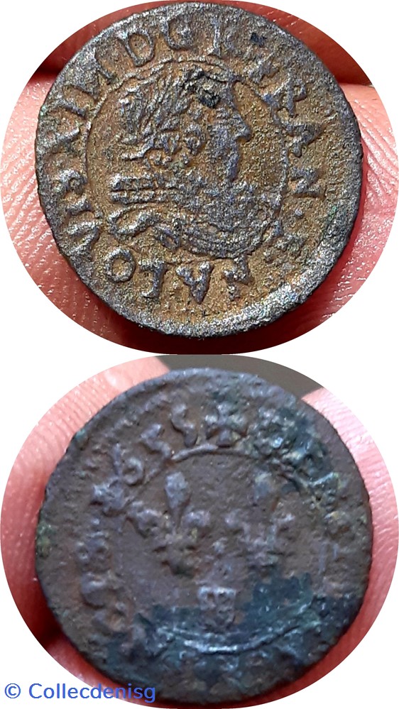 Louis XIII denier tournois st Palais 1635 (R3) monnaie louis xiii denier tournois st palais 1635 r3