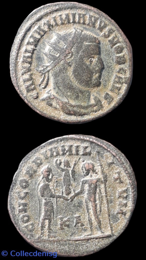 monnaie antique av jc ap romaine republicaine imperiale pseudo ou neo aurelianus de maximien hercule cyzique 1ere officine