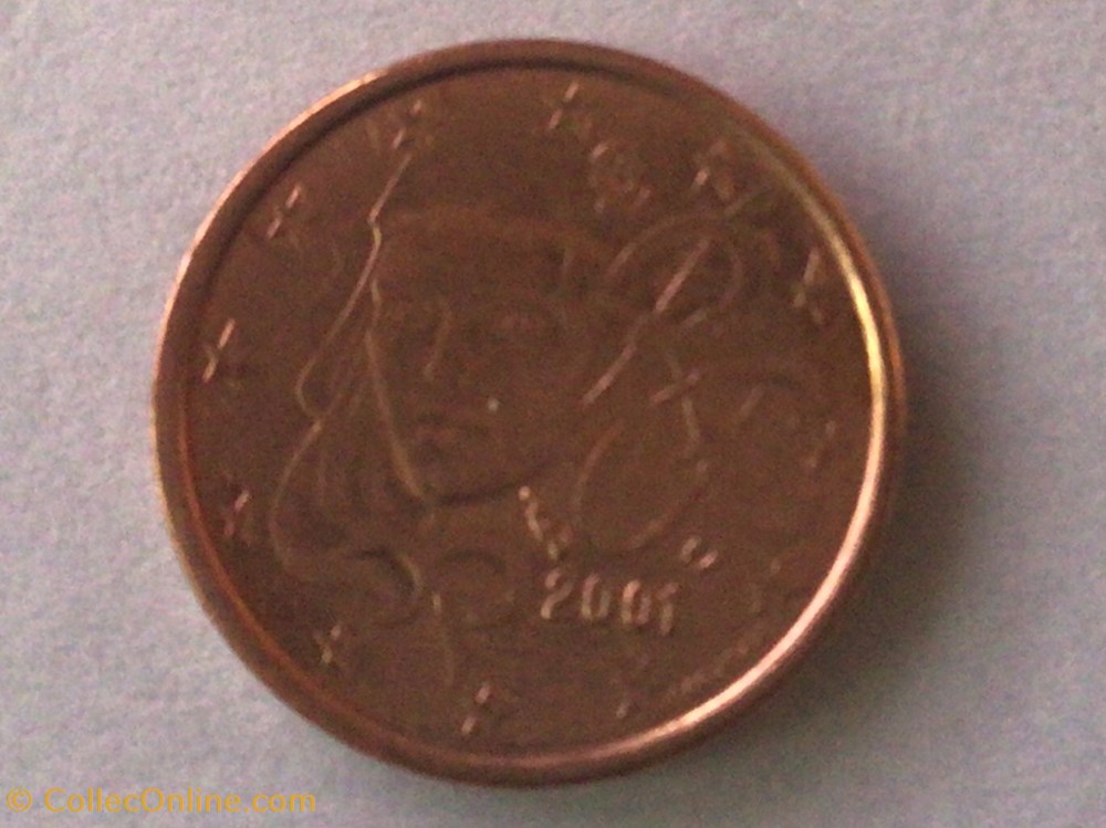 2001 - 1 cent - France monnaies euros 2001 1 cent france