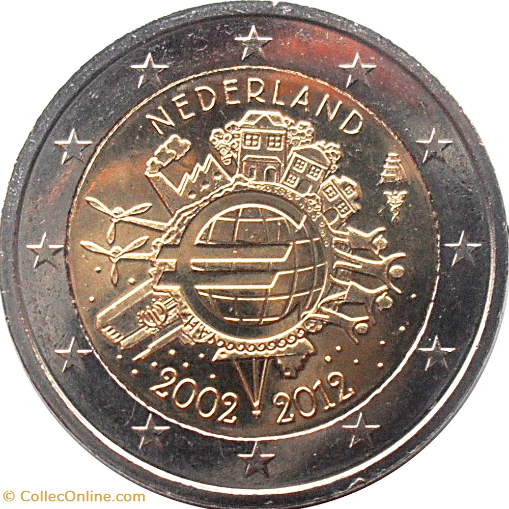 monnaies 2002 2 euros pays bas 10e anniversaire de la mise en circulation de euro 2002 2012