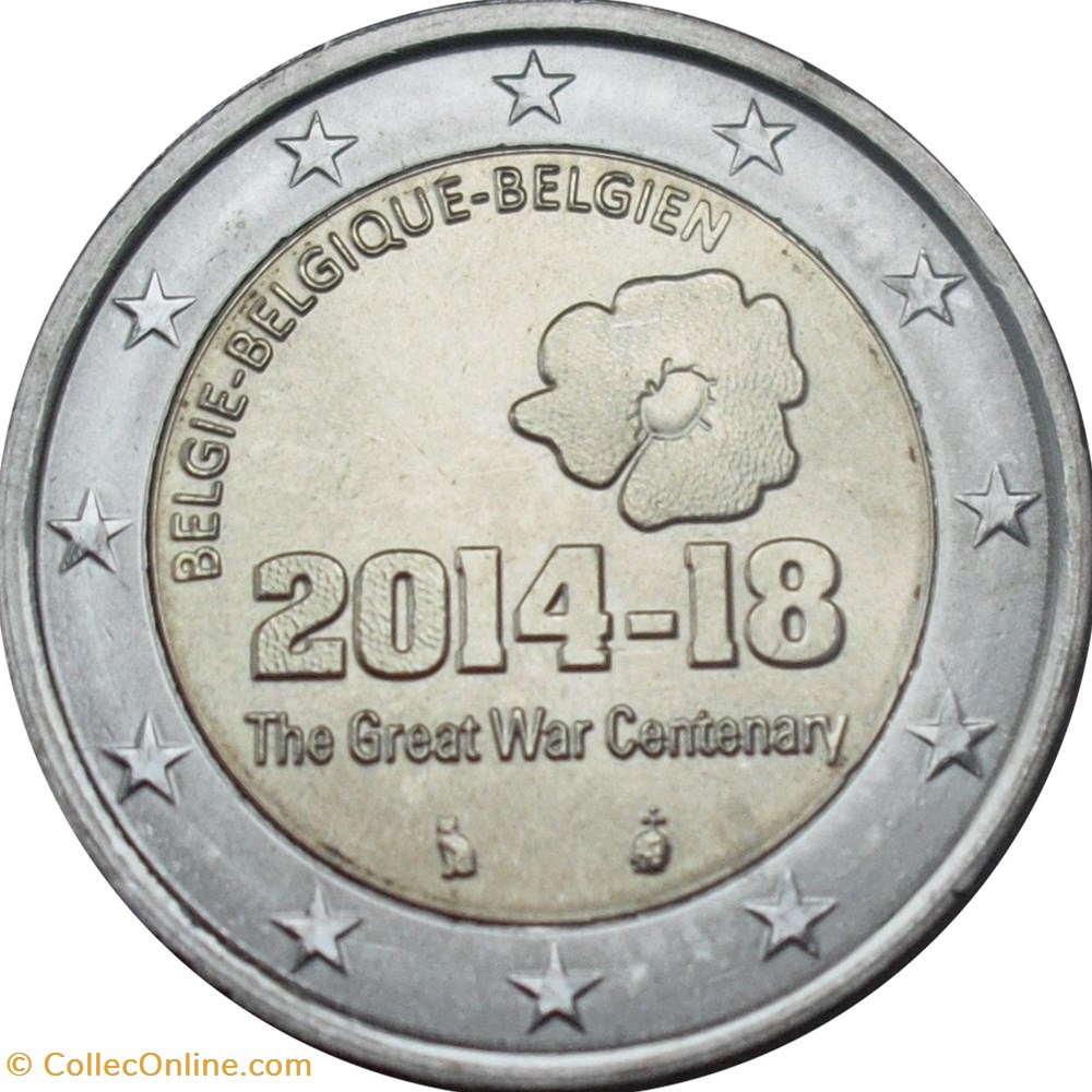 2014 - 2 euros - Belgique - commémorative 100e anniversaire du début de la première guerre mondiale monnaies 2014 2 euros belgique commemorative 100e anniversaire du debut de la premiere guerre mondiale