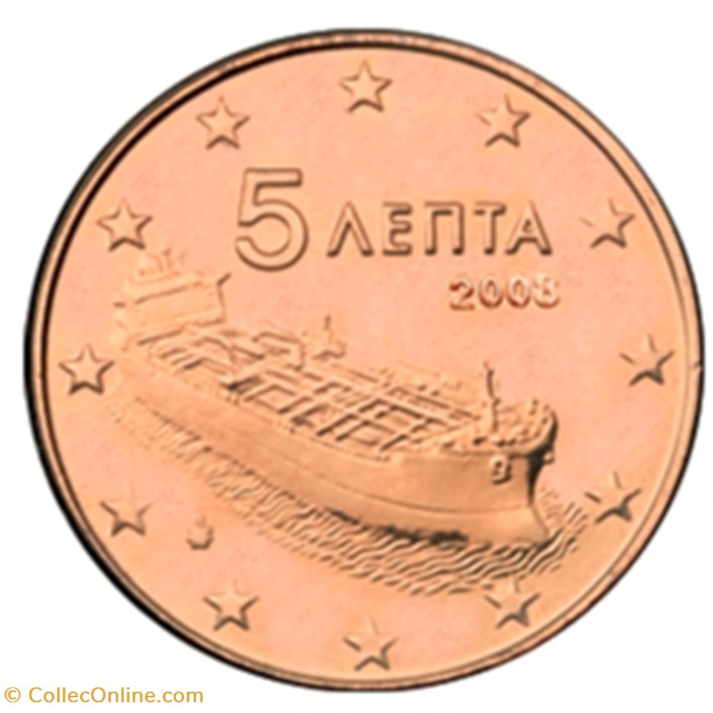 2008- 5 cent - Grèce monnaies euros a 2008 5 cent grece