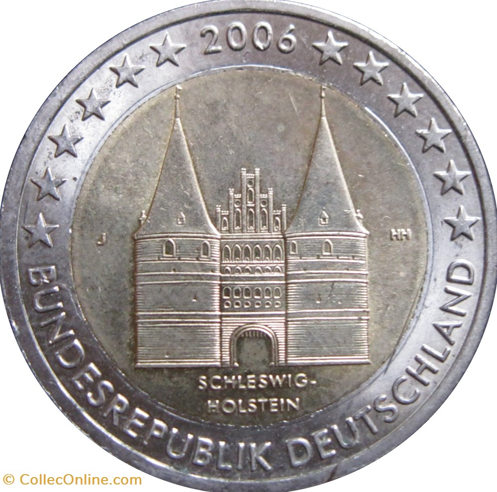2006 - 2 euros D - Commémorative Schleswig-Holstein monnaies allemagne 2006 2 euros d commemorative schleswig holstein