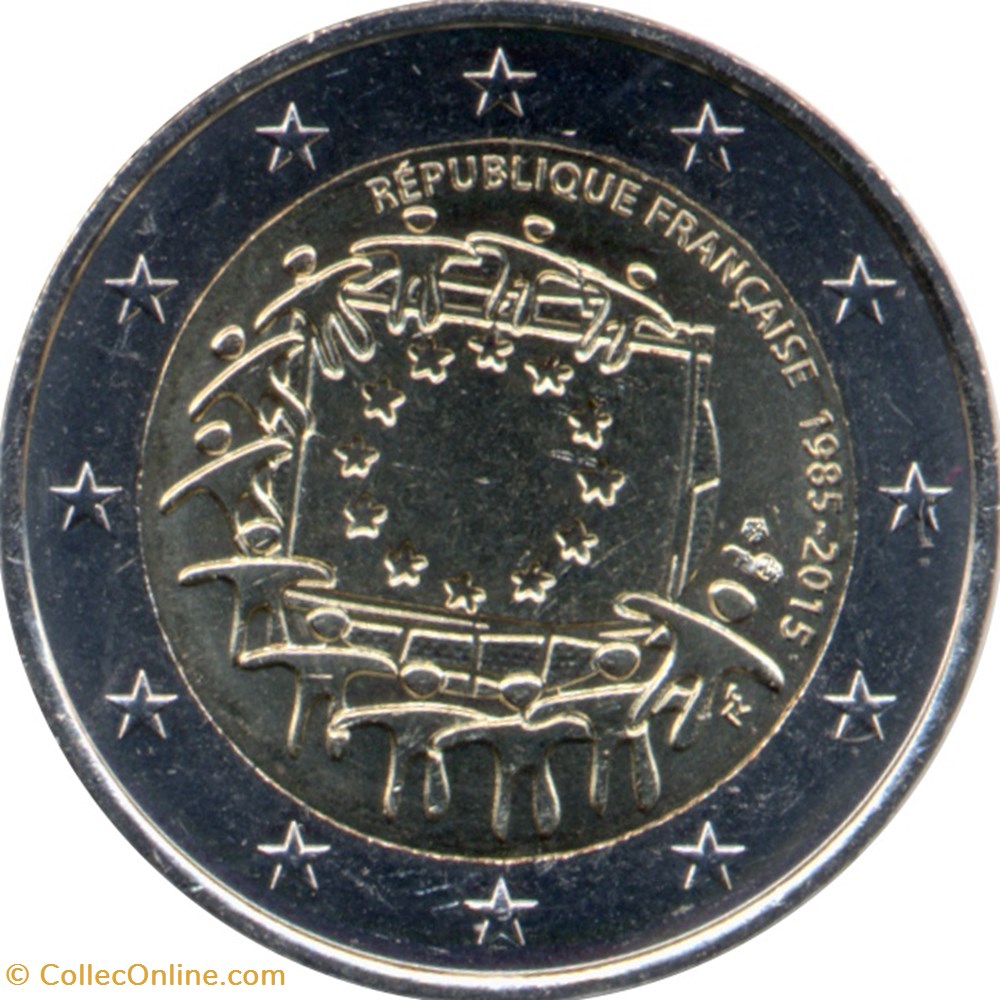 2015 -2 euros - France - commémorative 30e anniversaire du drapeau de l'Union Européenne (1985-2015) monnaies 2015 2 euros france commemorative 30e anniversaire du drapeau de union europeenne 1985 2015