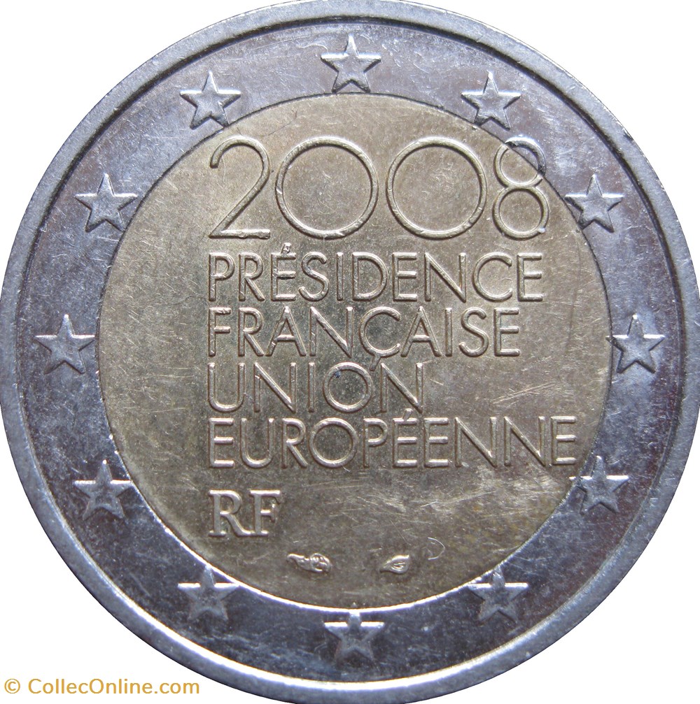 monnaies 2008 2 euros france commemorative presidence francaise de union europeene de 2008