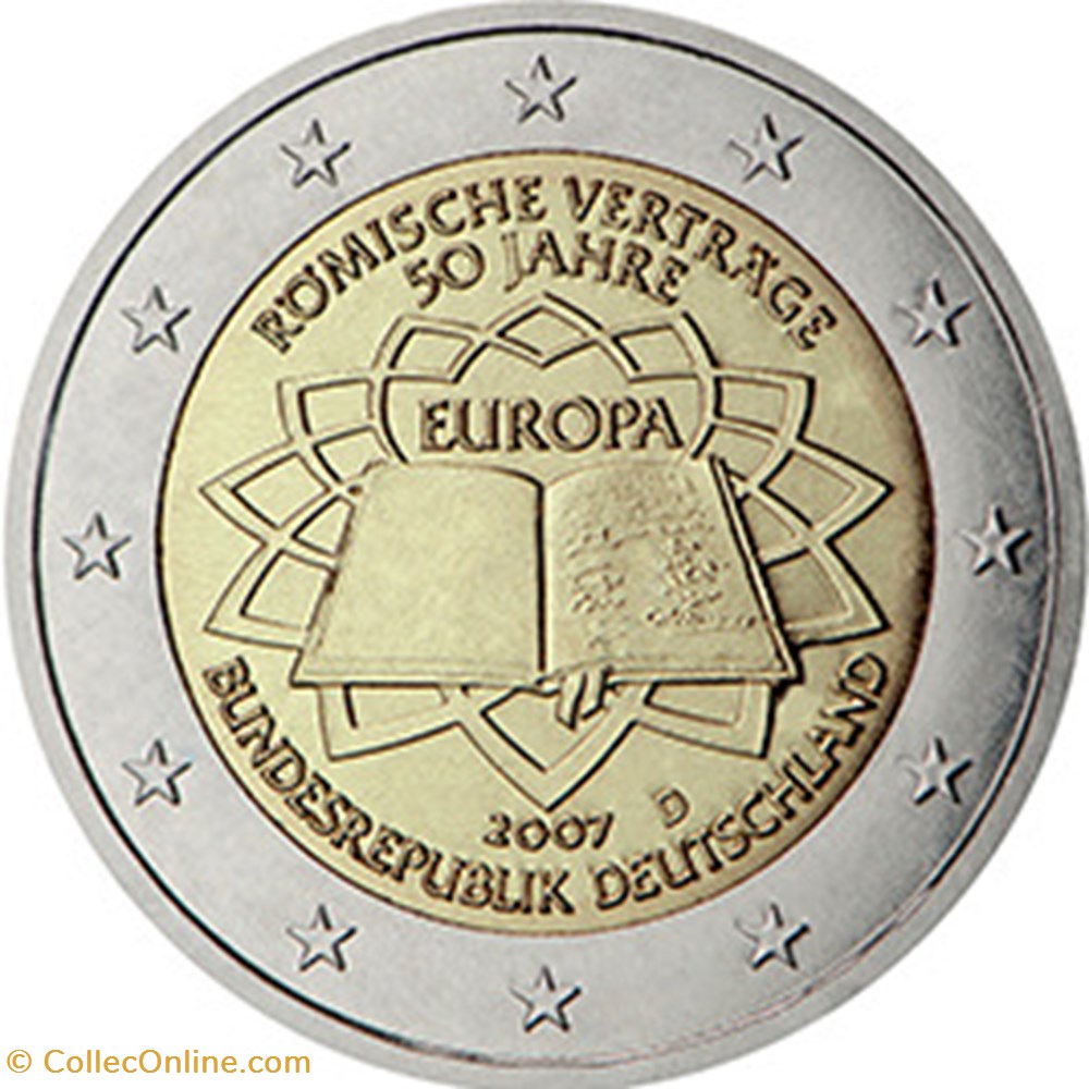 2007 - 2 euros D - Allemagne - Commémorative 50e anniversaire de la signature du Traité de Rome monnaies 2007 2 euros d allemagne commemorative 50e anniversaire de la signature du traite de rome