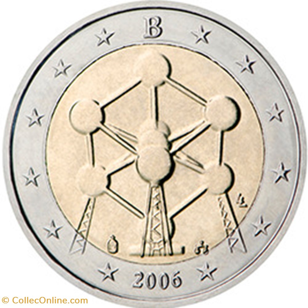 2006 - 2 euros - - Commémorative Réouverture de l'Atomium de Bruxelles. monnaies belgique 2006 2 euros commemorative reouverture de atomium de bruxelles