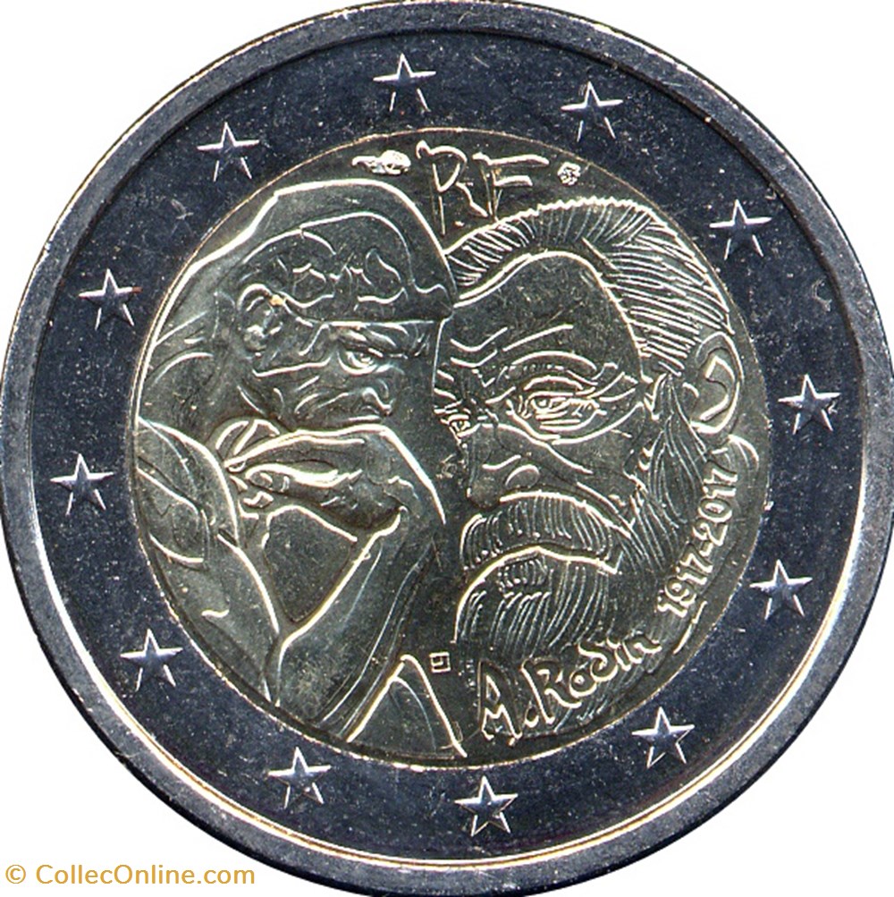 monnaies 2017 2 euros france commemorative centenaire du deces du sculpteur francais auguste rodin
