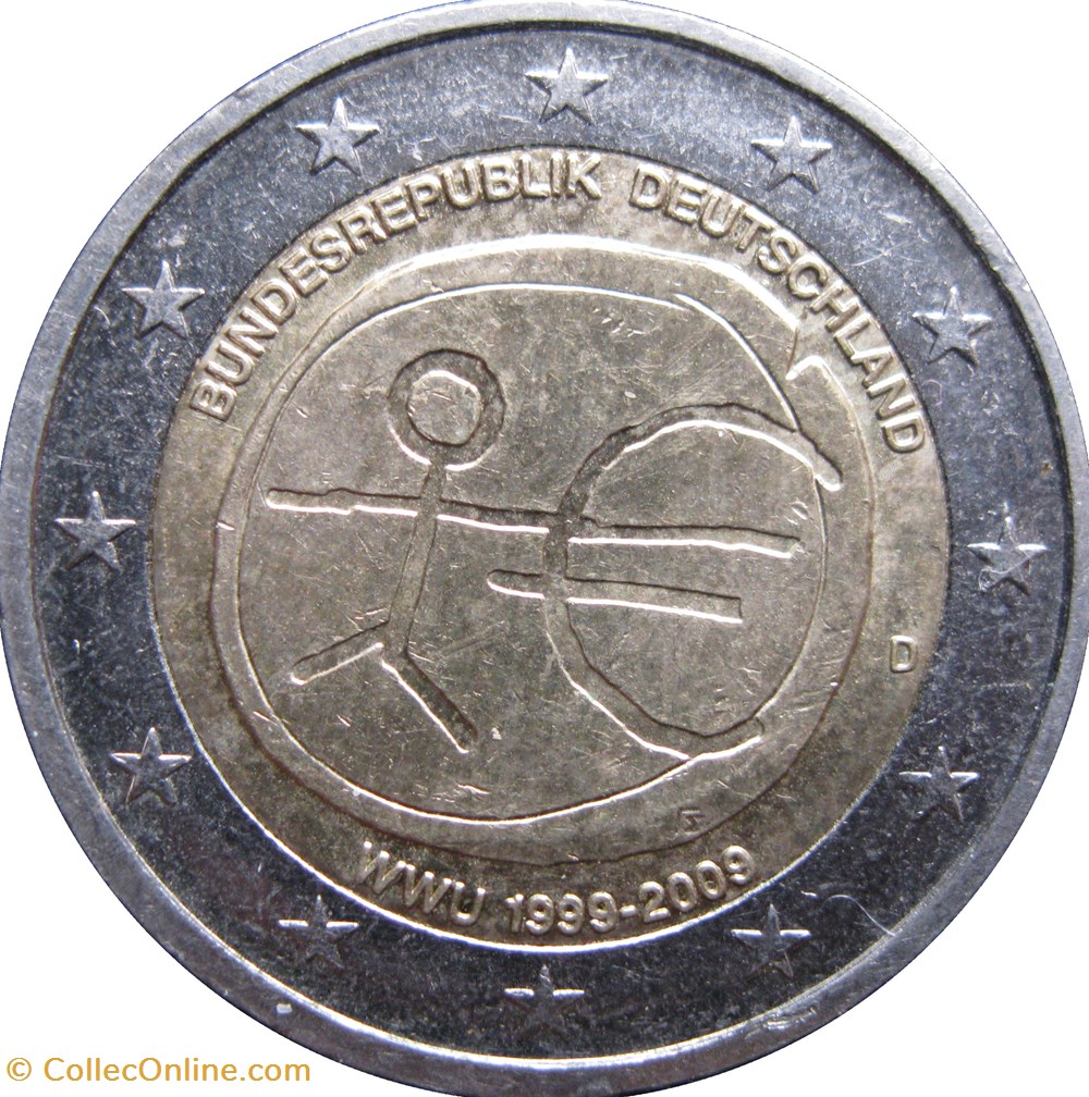 2009 - 2 euros D - Allemagne - Commémorative Union économique et monétaire monnaies 2009 2 euros d allemagne commemorative union economique et monetaire