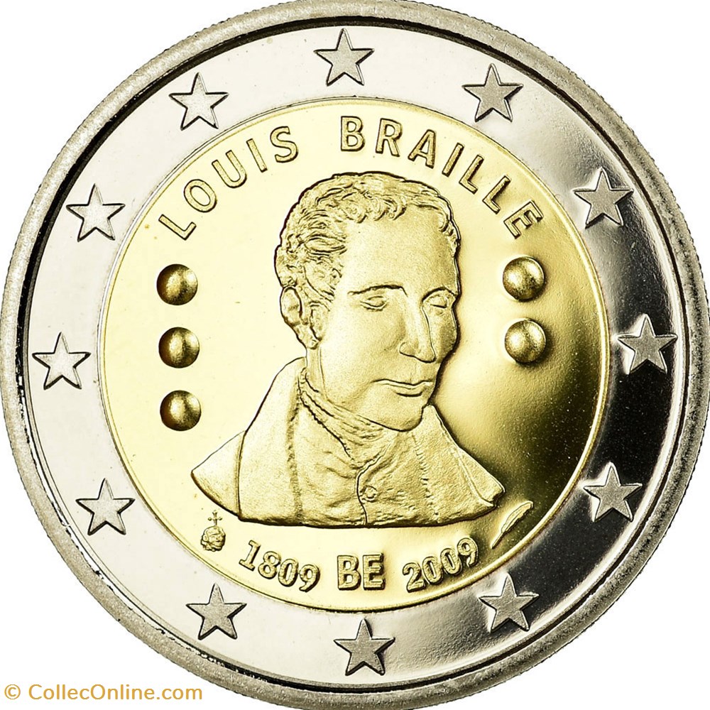 2009 - 2 euros - Belgique - commémorative Louis Braille monnaies 2009 2 euros belgique commemorative louis braille