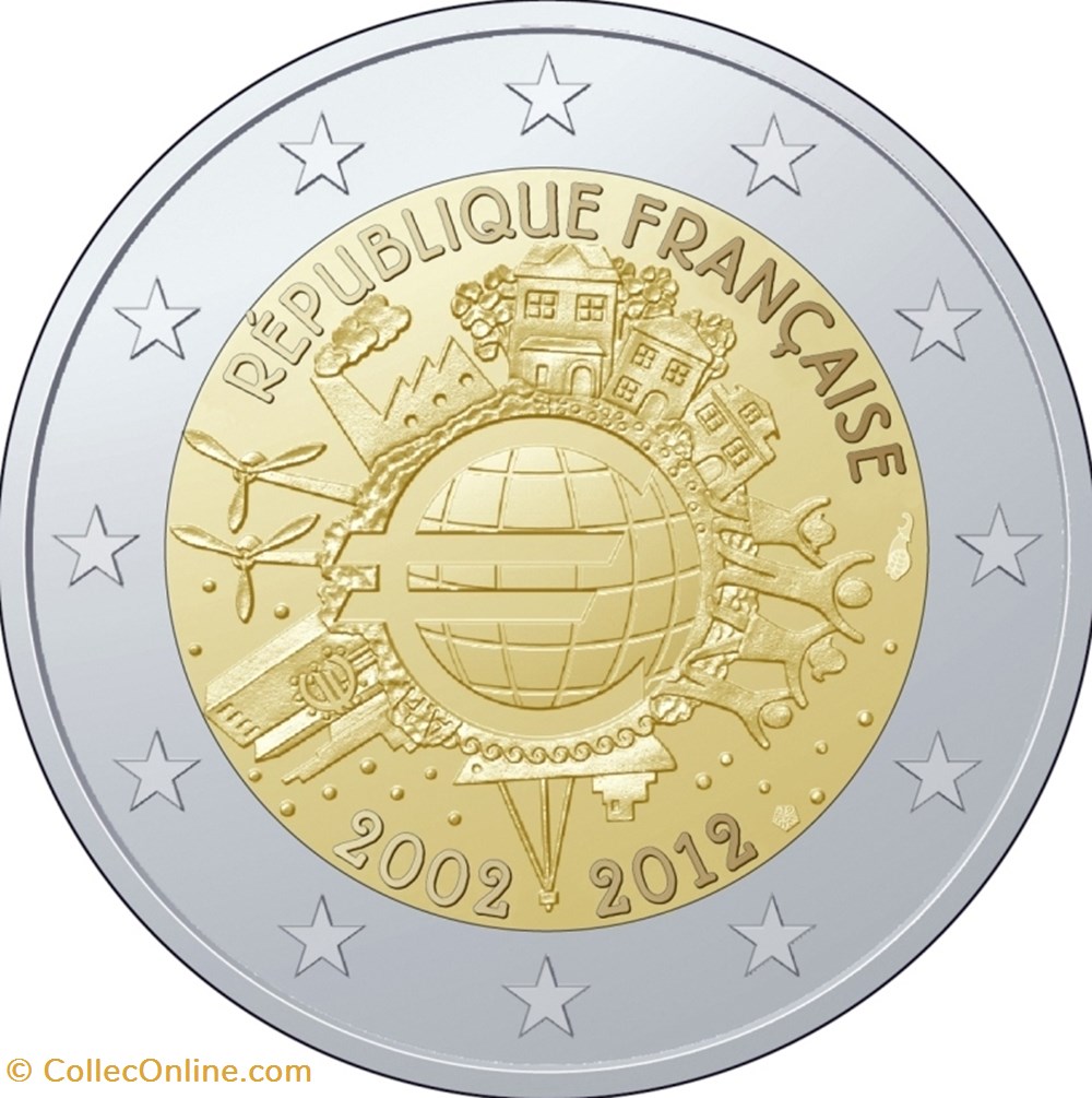 2012 - 2 euros - France - commémorative 10e anniversaire de la mise en circulation de l'euro monnaies 2012 2 euros france commemorative 10e anniversaire de la mise en circulation de euro