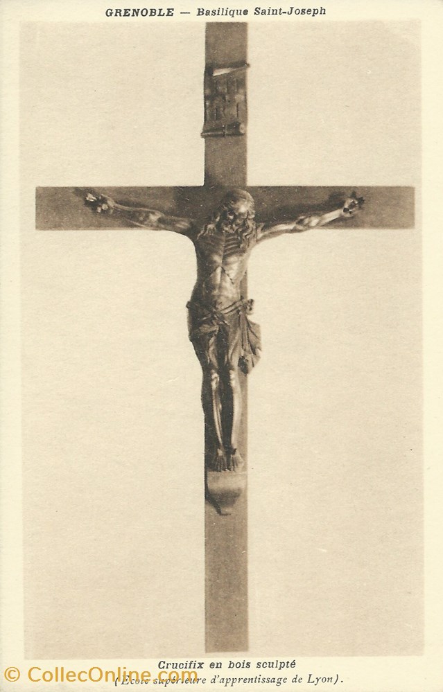 cartes postales europe france grenoble basilique saint joseph crucifix en bois sculpte