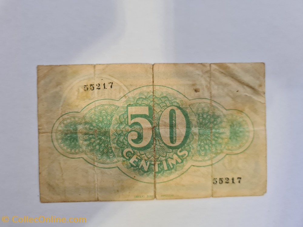 billetes europa espana 50 centimos tortosa junio 1937