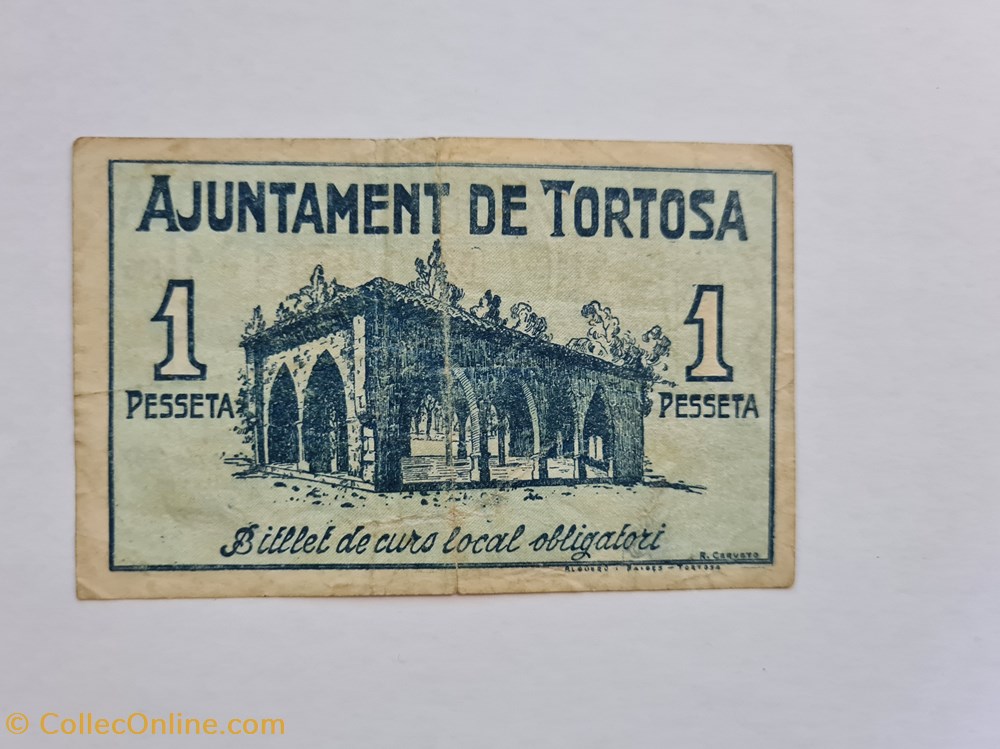 billetes europa espana 1 peseta tortosa 9 de noviembre 1937