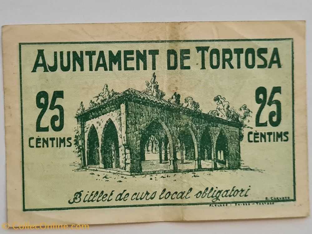 billetes europa espana 25 centimos 9 de noviembre 1937 tortosa