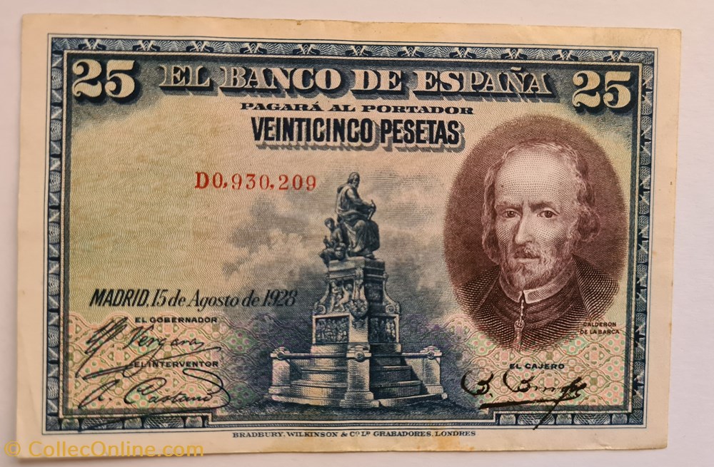 billetes europa espana 25 pesetas 15 de agosto 1928